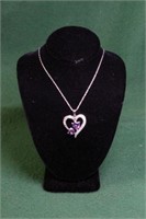 1.03ct. Created Amethyst Heart Necklace