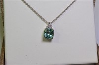 2ct. Created Teal Sapphire Necklace