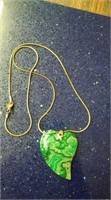 92.5 silver chain and large green stone