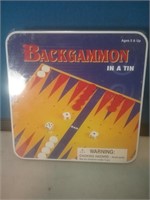 Backgammon in a Tin sealed in plastic