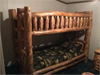 Cedar Log Twin Bunk Bed  (70" Tall)