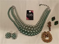 Necklace, Christmas Brooch & Earrings