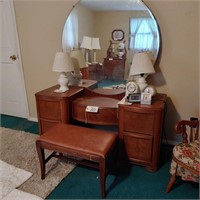 Waterfall Dressing Table with Mirror and Bench