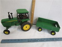 John Deere Metal Toy Tractor & Wagon