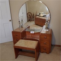 Waterfall Dressing Table with Mirror and Bench