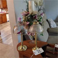 (2) Candle lamps and decorative glass centerpiece