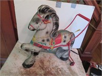 Vintage Metal Mobo Push Along Horse