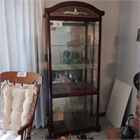 Tall, lighted Curio Cabinet, Glass shelves