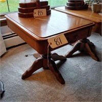 Oak Side Table with drawer, pedestal