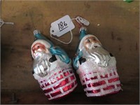 (2) Santa in Chimney Ornaments