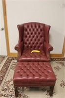 Vintage Ethan Allen Tufted Wingback Chair& Ottoman