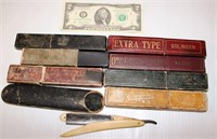 8 Vintage Straight Razor Boxes w 1 Broken Razor