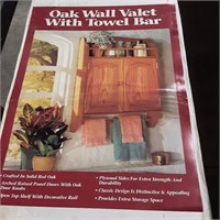 Oak wall valet & wood display wall shelf