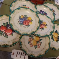 (8) Tin Fruit Plates, unmarked