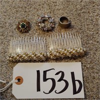 Pearl Combs, Rhinestone pins, Spoon ring