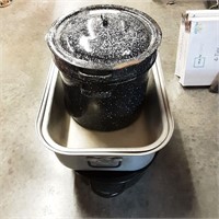 Roasters and vintage enamel ware pot