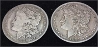 (2) MORGAN SILVER DOLLARS, NEW ORLEANS MINT, 1