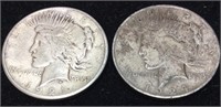 (2) SILVER PEACE DOLLARS, 1921 & 1924