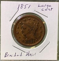 1851 braided hair large Cent