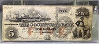 1853 Massachusetts five dollar bank note