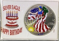2000 painted US silver eagle dollar