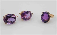 VINTAGE SIBERIAN AMETHYST EARRINGS & PINKY RING