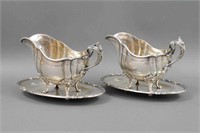 PAIR LARGE GERMAN 800 SILVER GRAVY BOATS