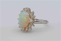 14K OPAL & DIAMOND HALO RING