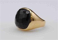 18K FACETED SMOKY QUARTZ RING