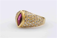 18K RUBY & DIAMOND DOME RING