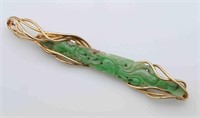 14K GOLD MOUNTED JADE PIN