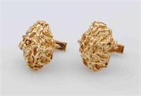 PAIR 14K GOLD NUGGET CUFFLINKS