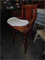 Antique High Chair - Enamelware Tray