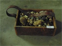 Wooden Box w/ Petrified Wood & Rocks