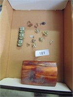 Small Cedar Box w/ Assorted Costume Jewelry