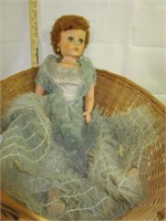 Vintage Doll in a Laundry Basket