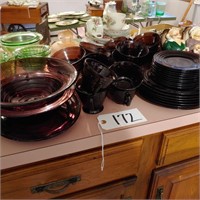 Set of Amethyst (purple glass) dinner ware