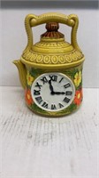 8in Yellow Teapot Clock Cookie Jar