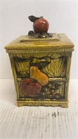 8in Fruit Box with Apple Handle Cookie Jar