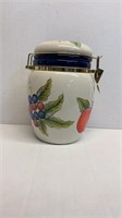 8in Pear and Grape Cookie Jar with Clasp