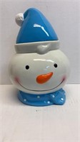 7in Snowman Head with Blue Hat Cookie Jar