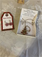 PEPPERMINT EARRINGS AND CHRISTMAS TREE PENDANT