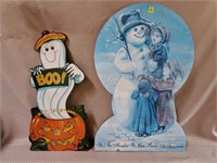 Vintage Halloween Ghost & Snowman Decor