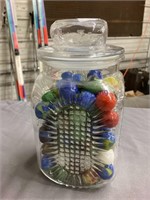LARGE JAR W/ SHOOTER MARBLES