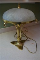 Very Heavy Brass & Glass Lamp