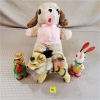 German Cardboard Duck & Easter Bunny Figurines,