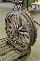 (3) Wood Wagon Wheels w/Stand
