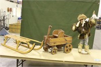 Vintage Toy Chuck Wagon, Childrens Toboggan