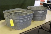 (2) Vintage Galvanized Wash Basins