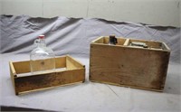Vintage Crates w/ Glass Jugs & Assorted Tin
